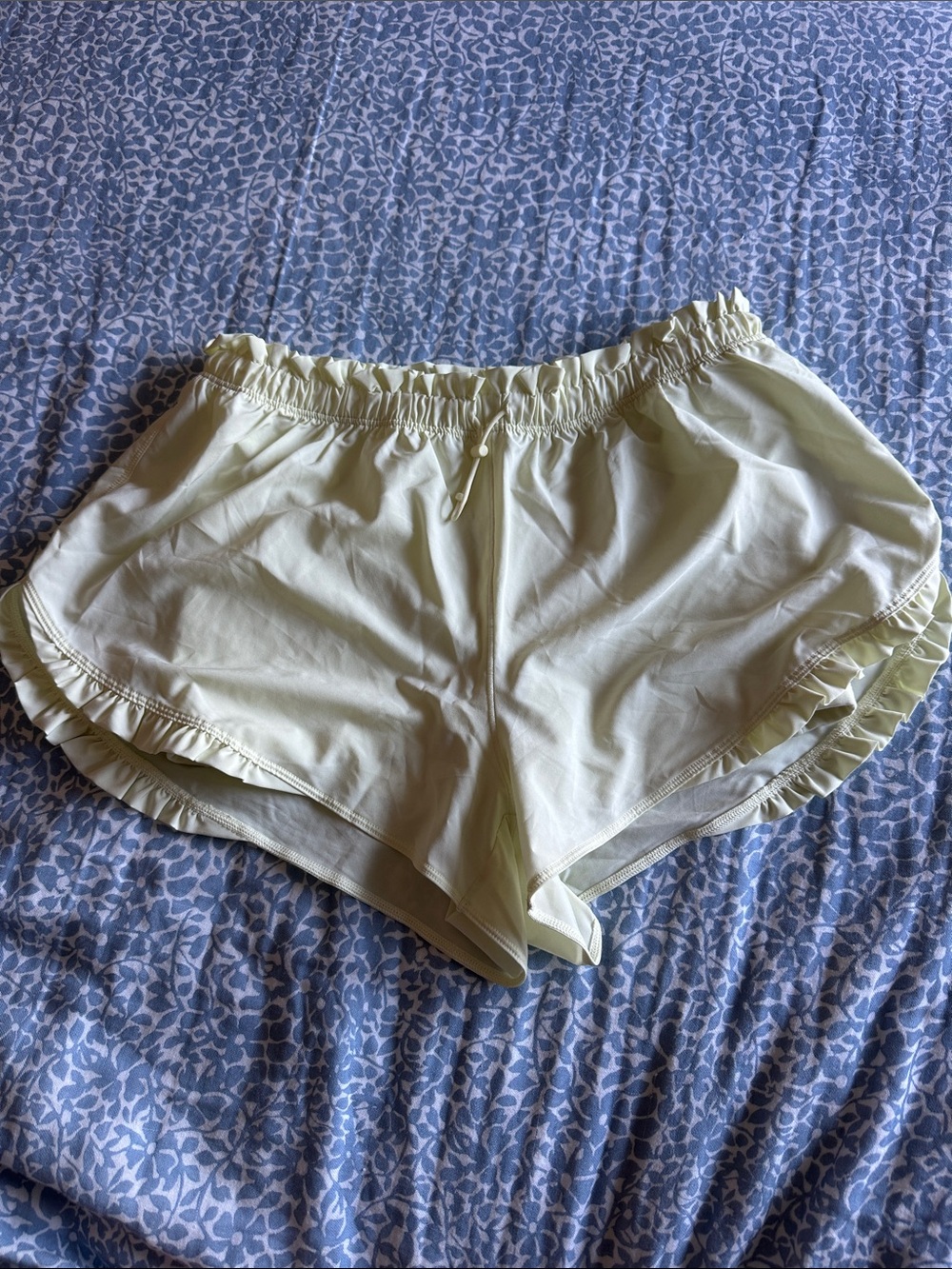 Aerie offline Light Yellow Women's Ruffle Hem Sleep Shorts
